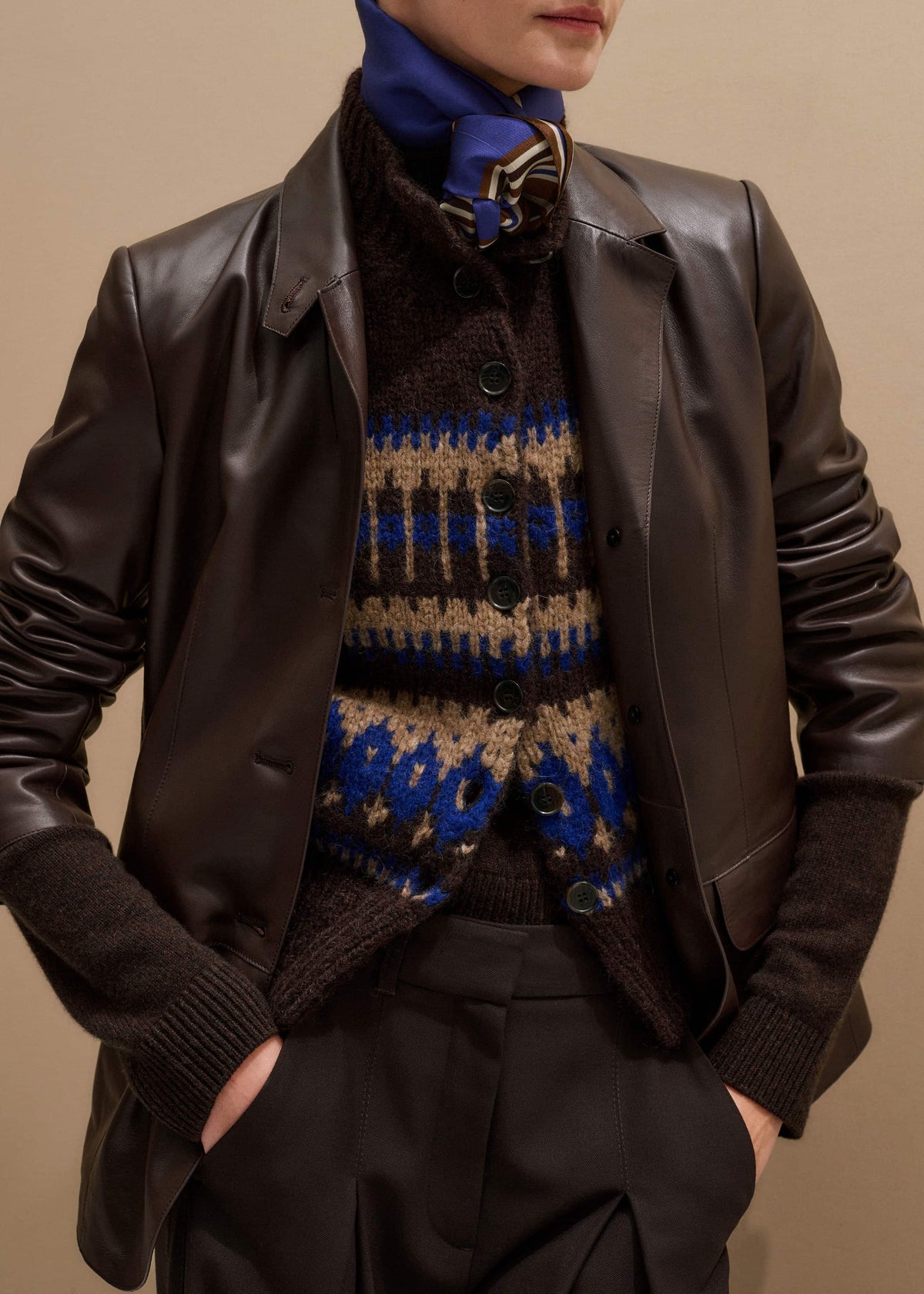ME+EM Clothing Brown Button-Through Relaxed Jacquard Vest