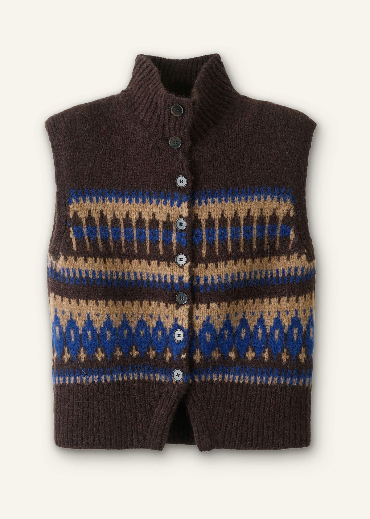 ME+EM Clothing Brown Button-Through Relaxed Jacquard Vest
