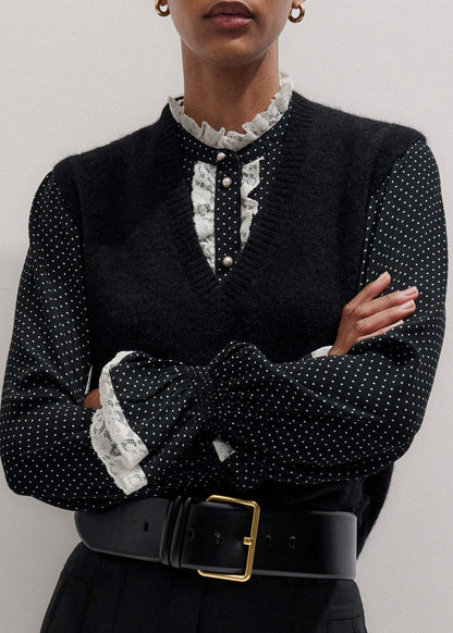 ME+EM Clothing Black V-Neck Straight Knit Vest