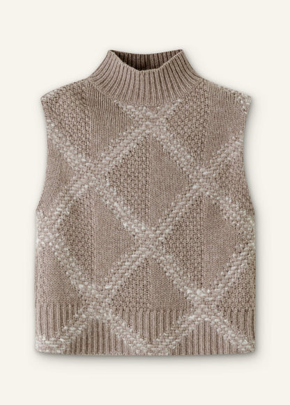 ME+EM Clothing Brown Merino Statement Textured Argyle Sweater Vest