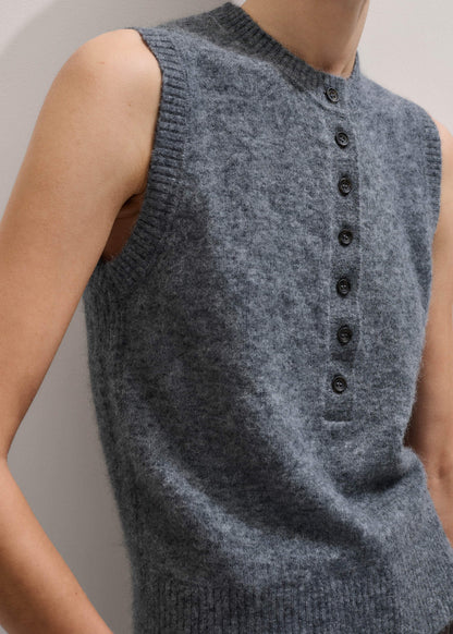 ME+EM Clothing Grey Henley Straight Knit Vest