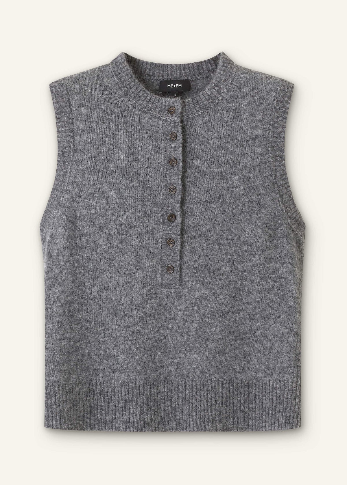 ME+EM Clothing Grey Henley Straight Knit Vest