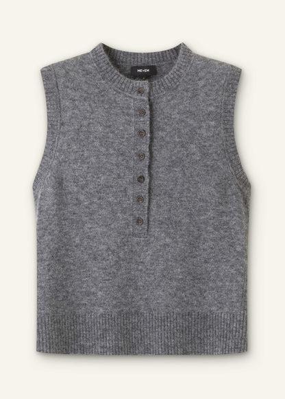 ME+EM Clothing Grey Henley Straight Knit Vest