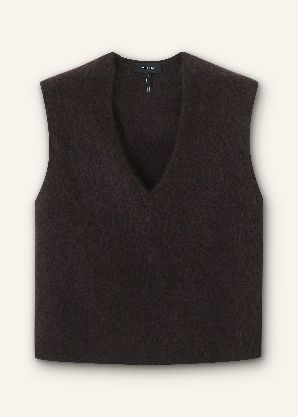 ME+EM Clothing Brown Brushed Cashmere V-Neck Sweater Vest