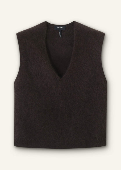 ME+EM Clothing Brown Brushed Cashmere V-Neck Sweater Vest