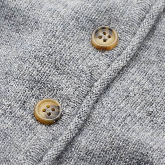 ME+EM Clothing Gray Cashmere Roll Trim Straight Cardigan