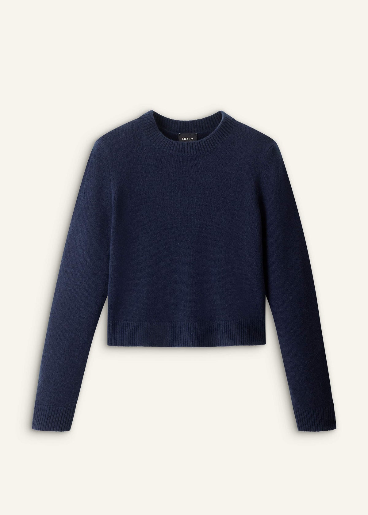 ME+EM Clothing Navy Cashmere Crew Neck Crop Sweater