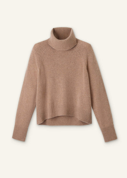 ME+EM Clothing Brown Cashmere Curved Hem Raglan Sweater + Snood