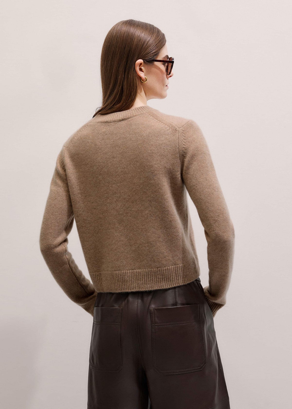 ME+EM Clothing Camel Brown Cashmere Relaxed Crop Sweater