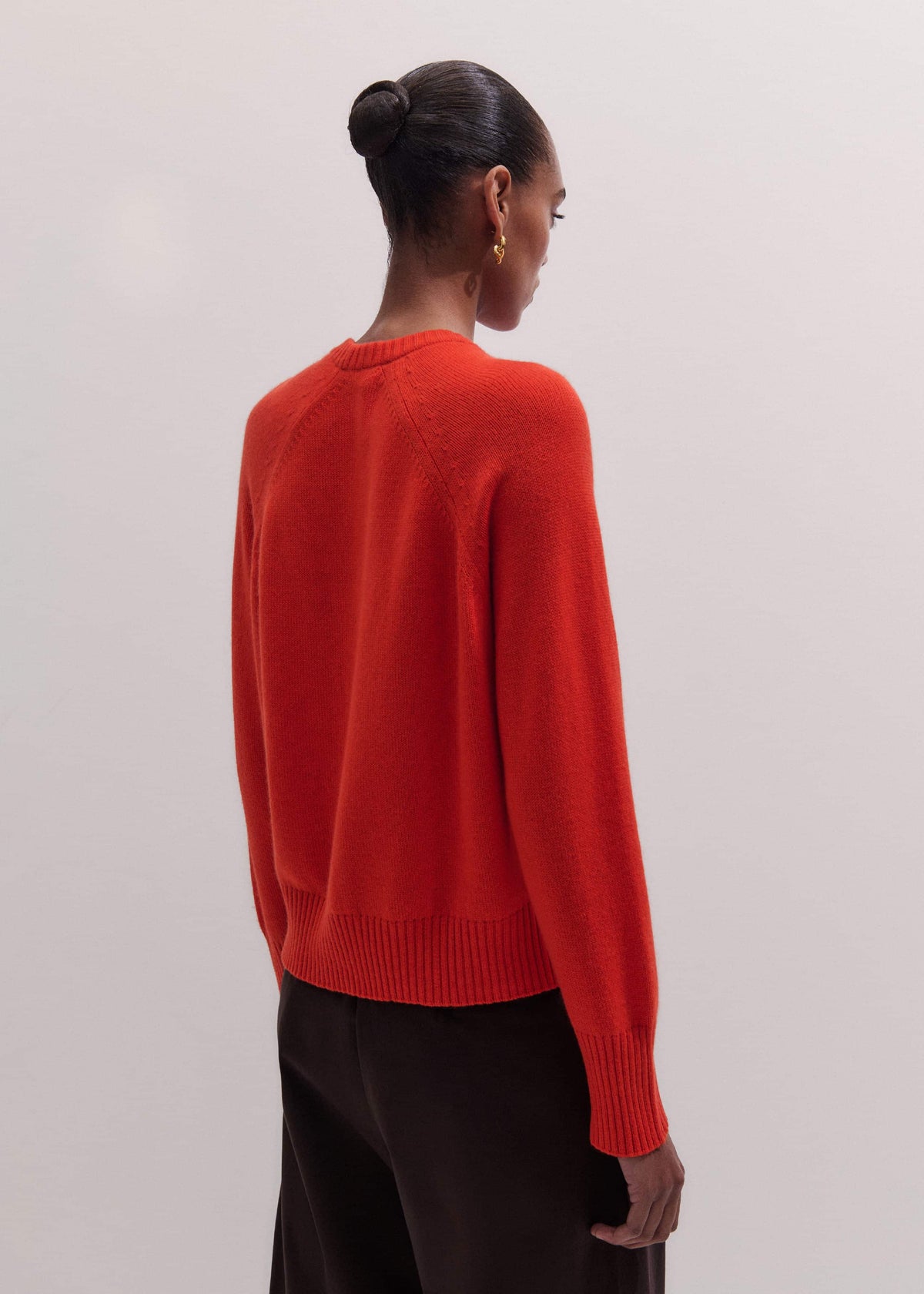 ME+EM Clothing Red Cashmere Curved Hem Raglan Sweater + Snood