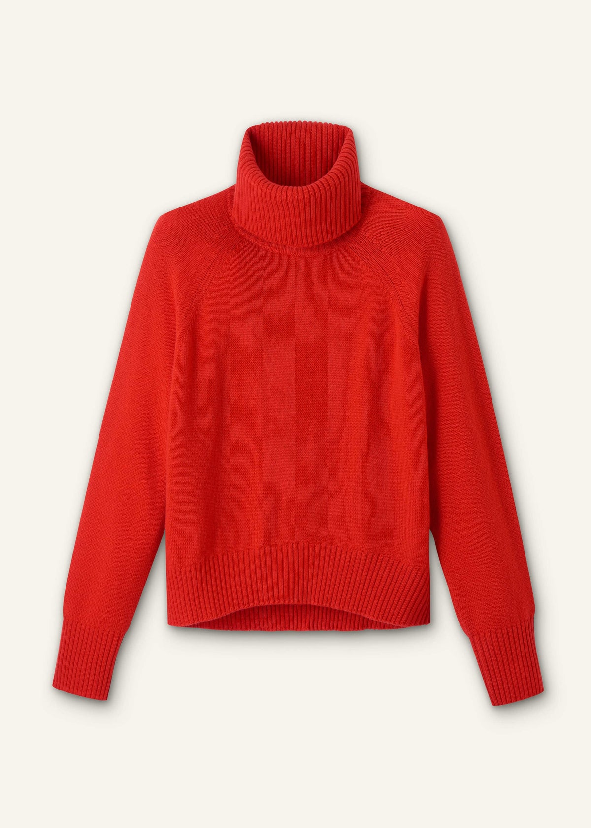 ME+EM Clothing Red Cashmere Curved Hem Raglan Sweater + Snood