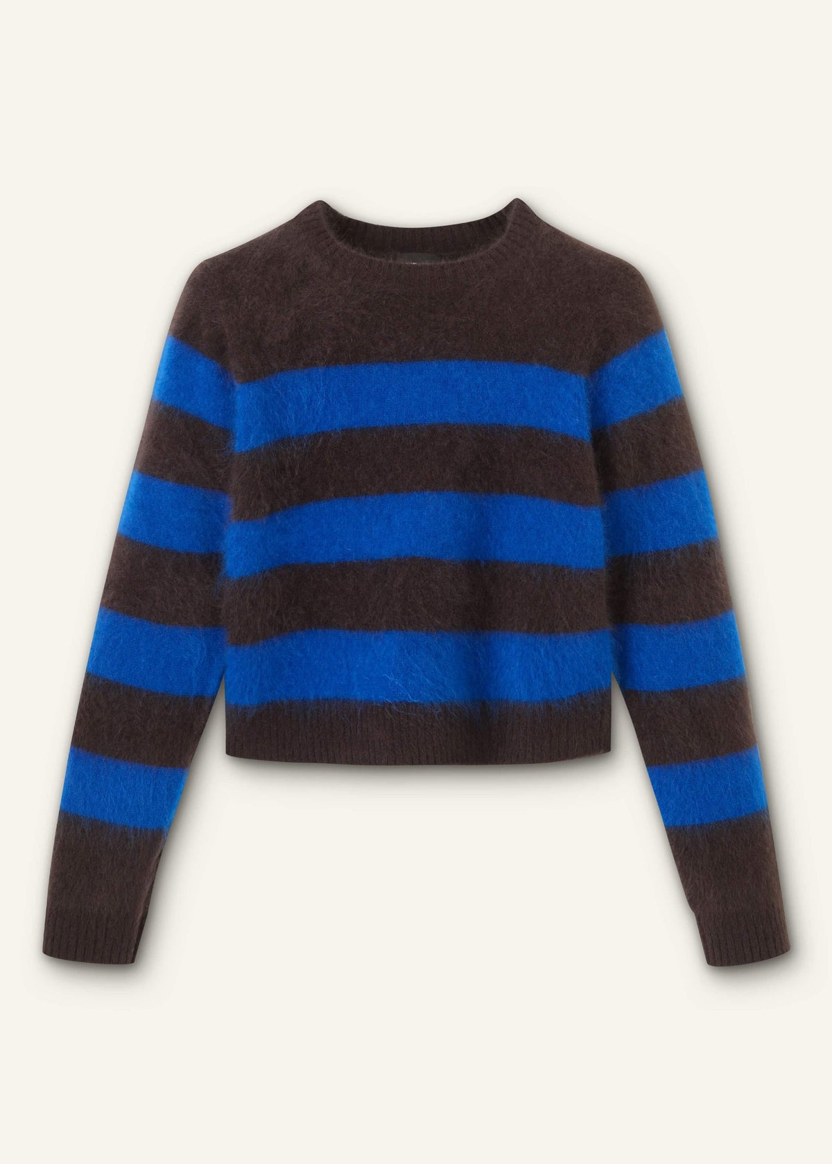ME+EM Clothing Brown Brushed Cashmere Stripe Crop Jumper