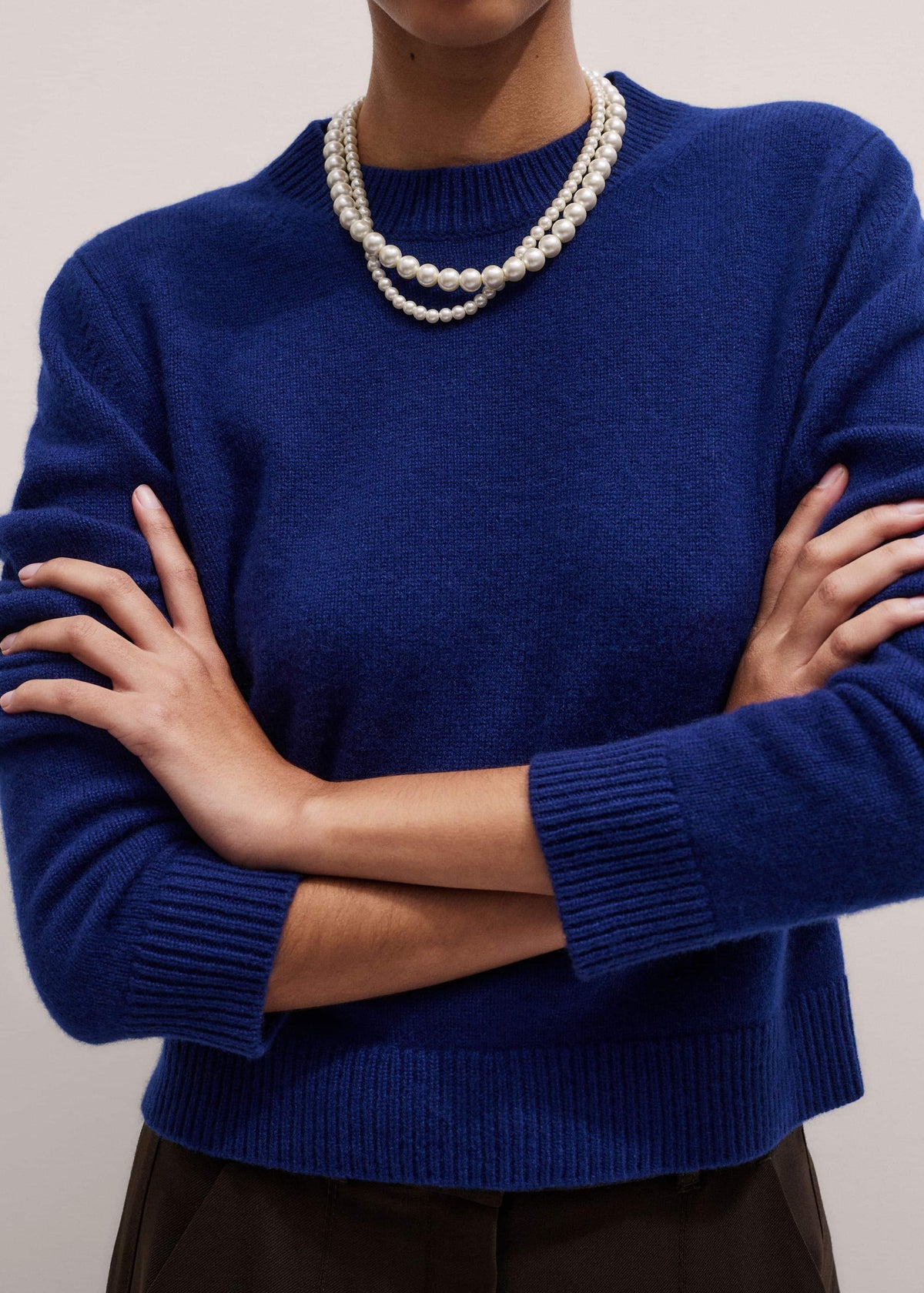 ME+EM Clothing Blue Cashmere Relaxed Crop Sweater