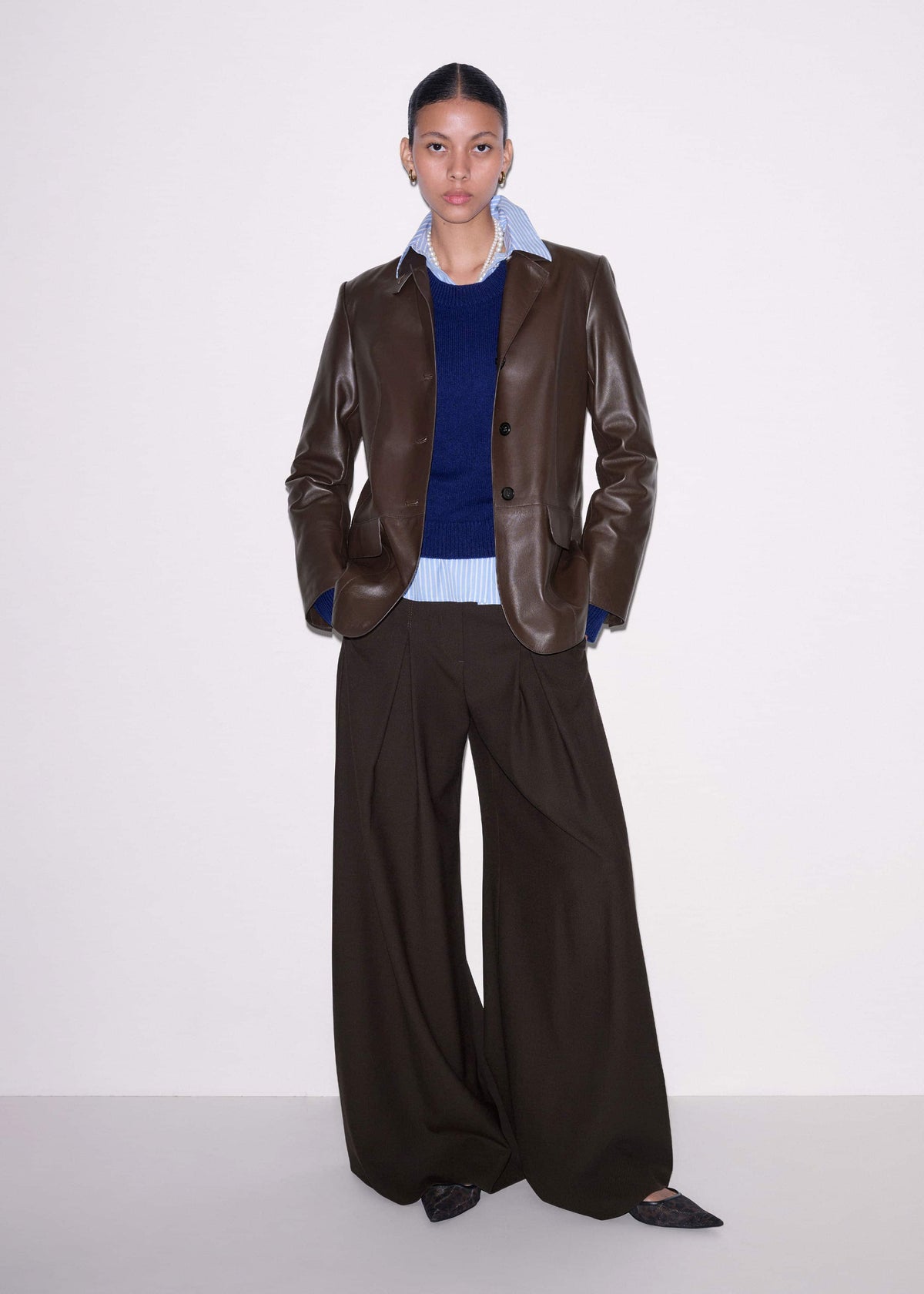 ME+EM Clothing Blue Cashmere Relaxed Crop Sweater
