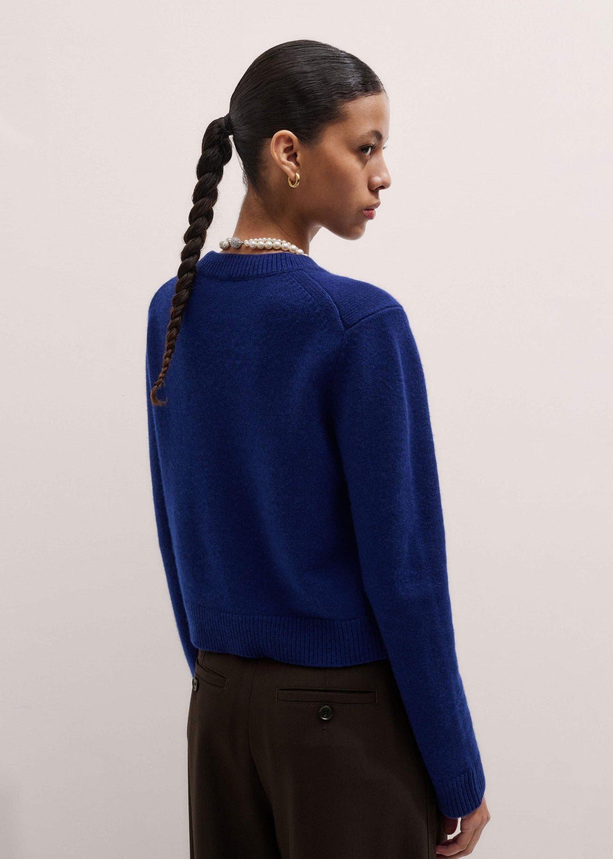 ME+EM Clothing Blue Cashmere Relaxed Crop Sweater