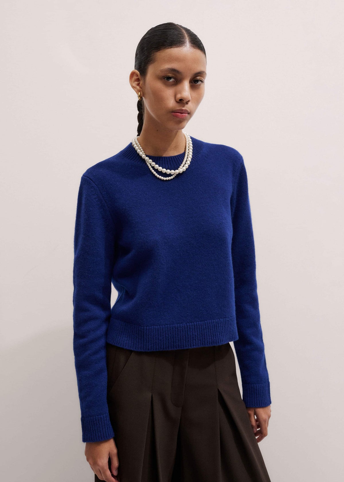 ME+EM Clothing Blue Cashmere Relaxed Crop Sweater