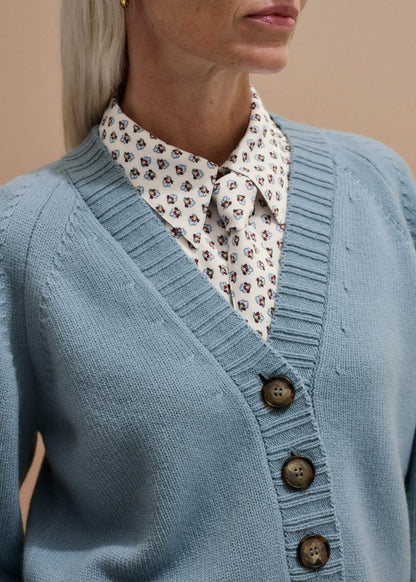 ME+EM Clothing Blue V-Neck Relaxed Raglan Cardigan