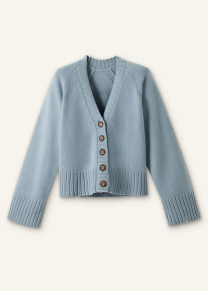 ME+EM Clothing Blue V-Neck Relaxed Raglan Cardigan