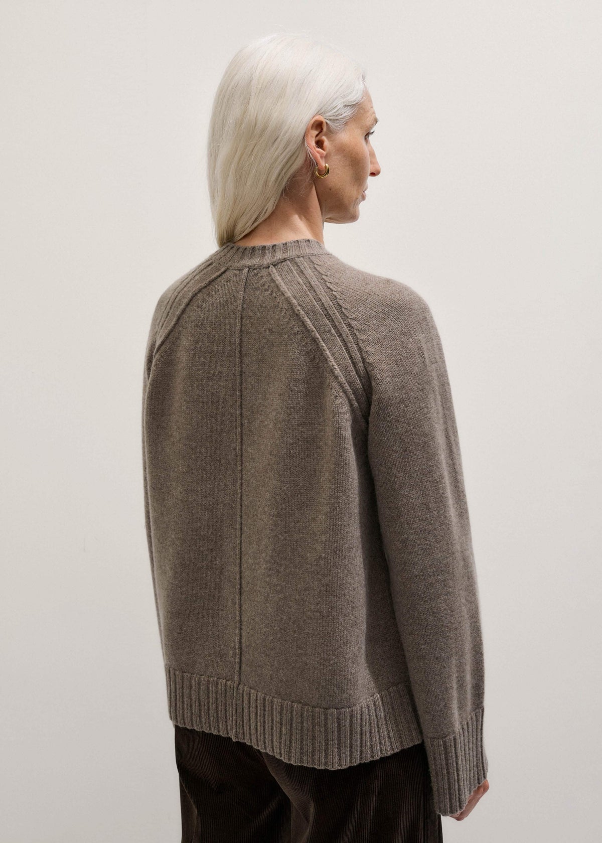 ME+EM Clothing Brown Exposed Seam Raglan Sweater + Snood