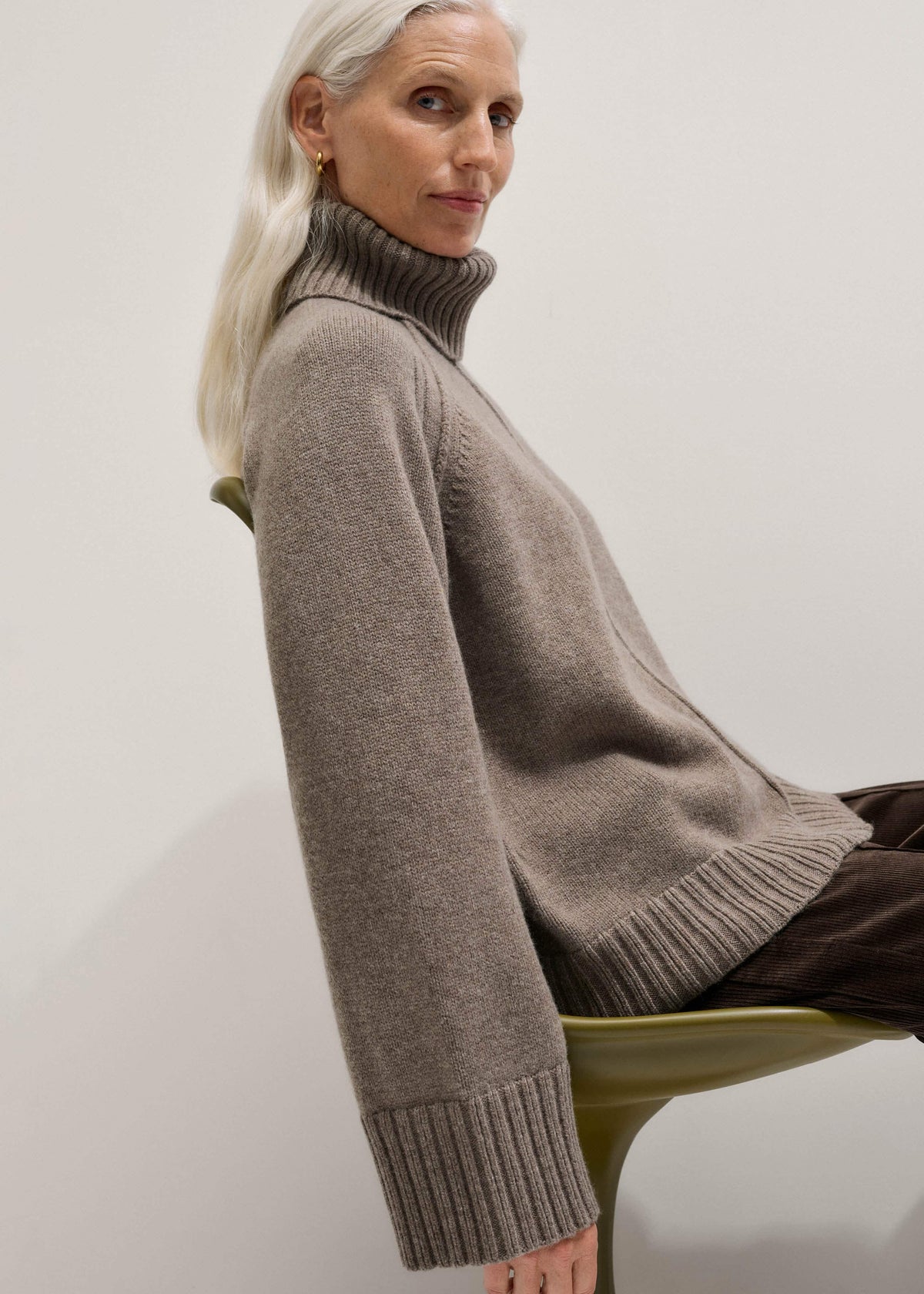ME+EM Clothing Brown Exposed Seam Raglan Sweater + Snood