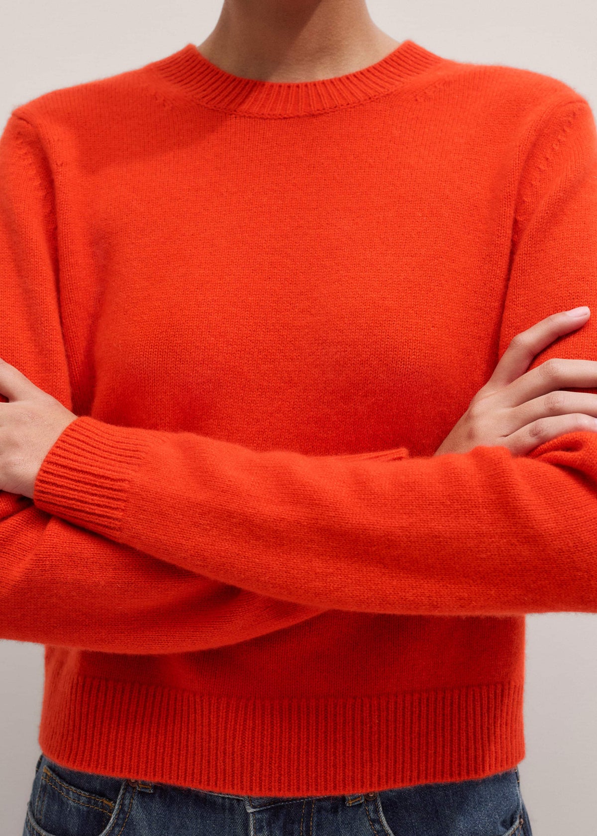 ME+EM Clothing Orange Cashmere Relaxed Crop Sweater