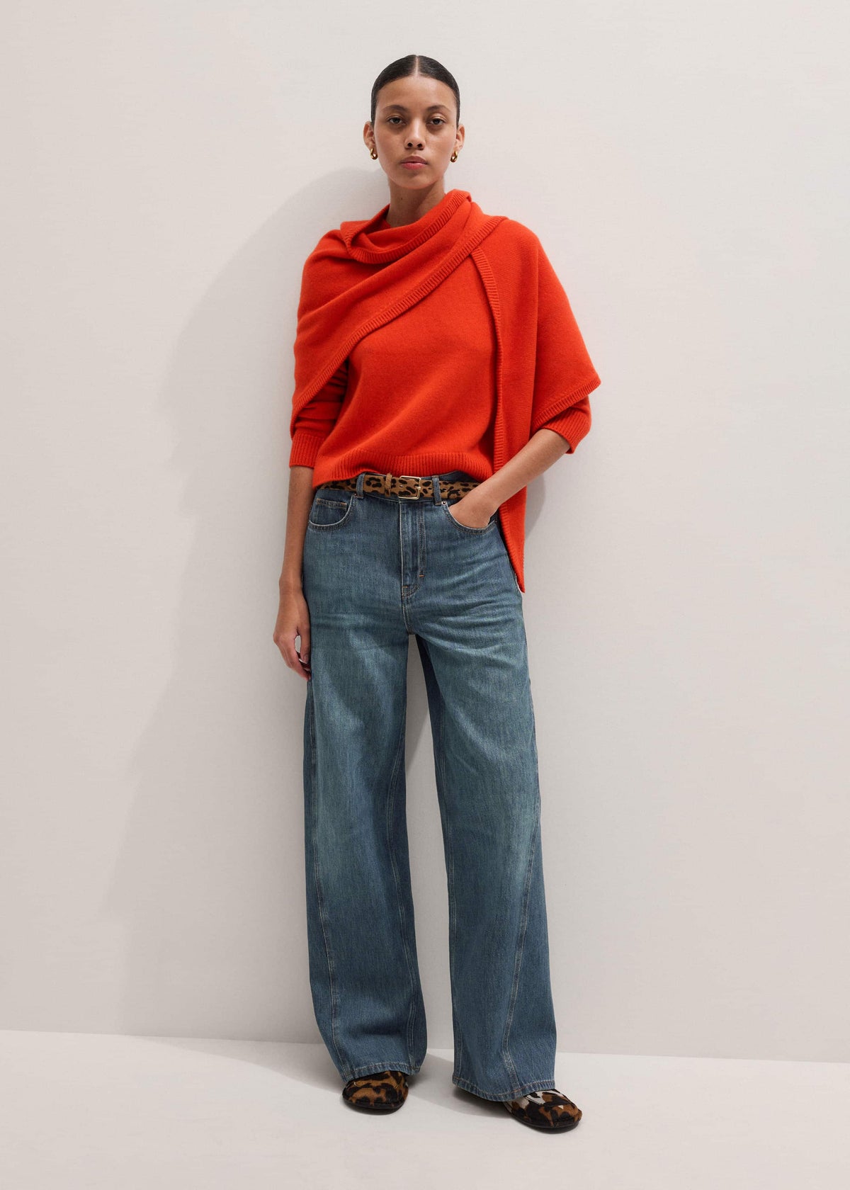 ME+EM Clothing Orange Cashmere Relaxed Crop Sweater