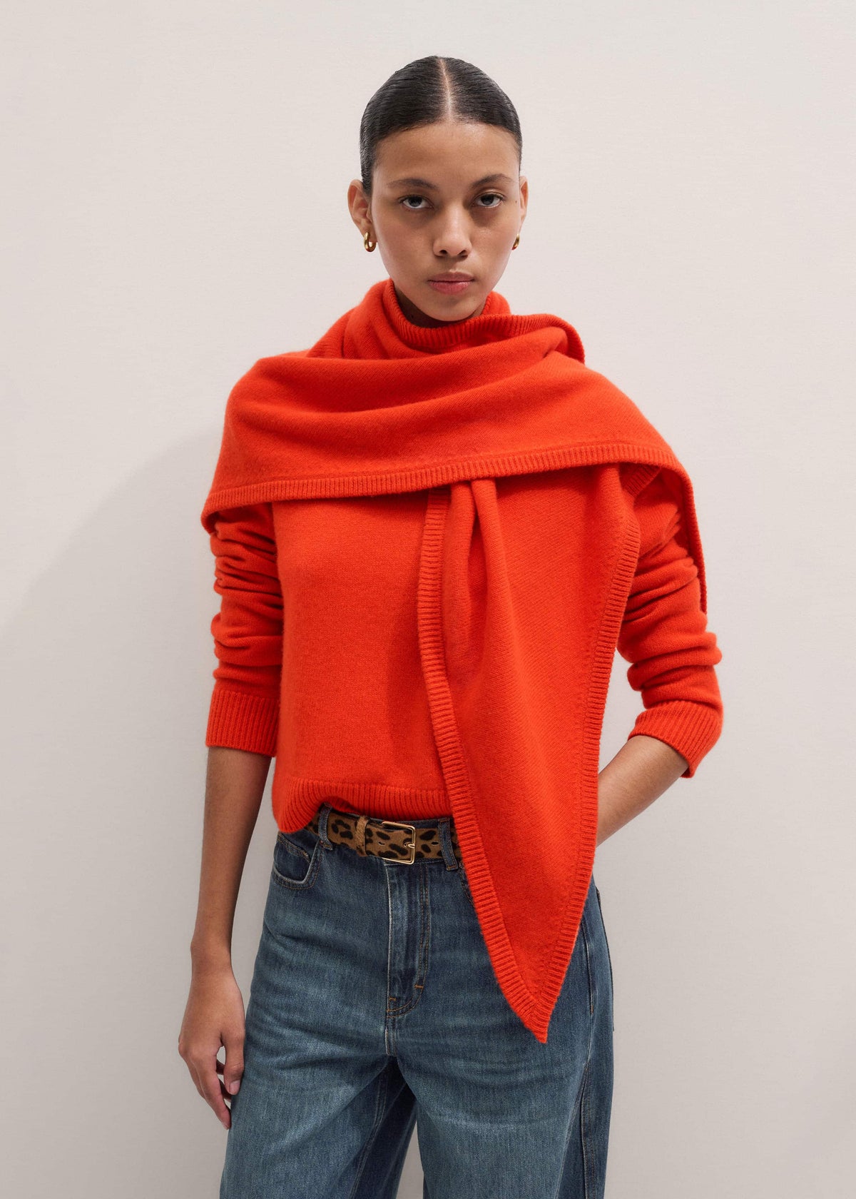 ME+EM Clothing Orange Cashmere Relaxed Crop Sweater