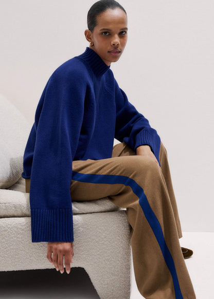 ME+EM Clothing Blue High Neck Relaxed Raglan Sweater