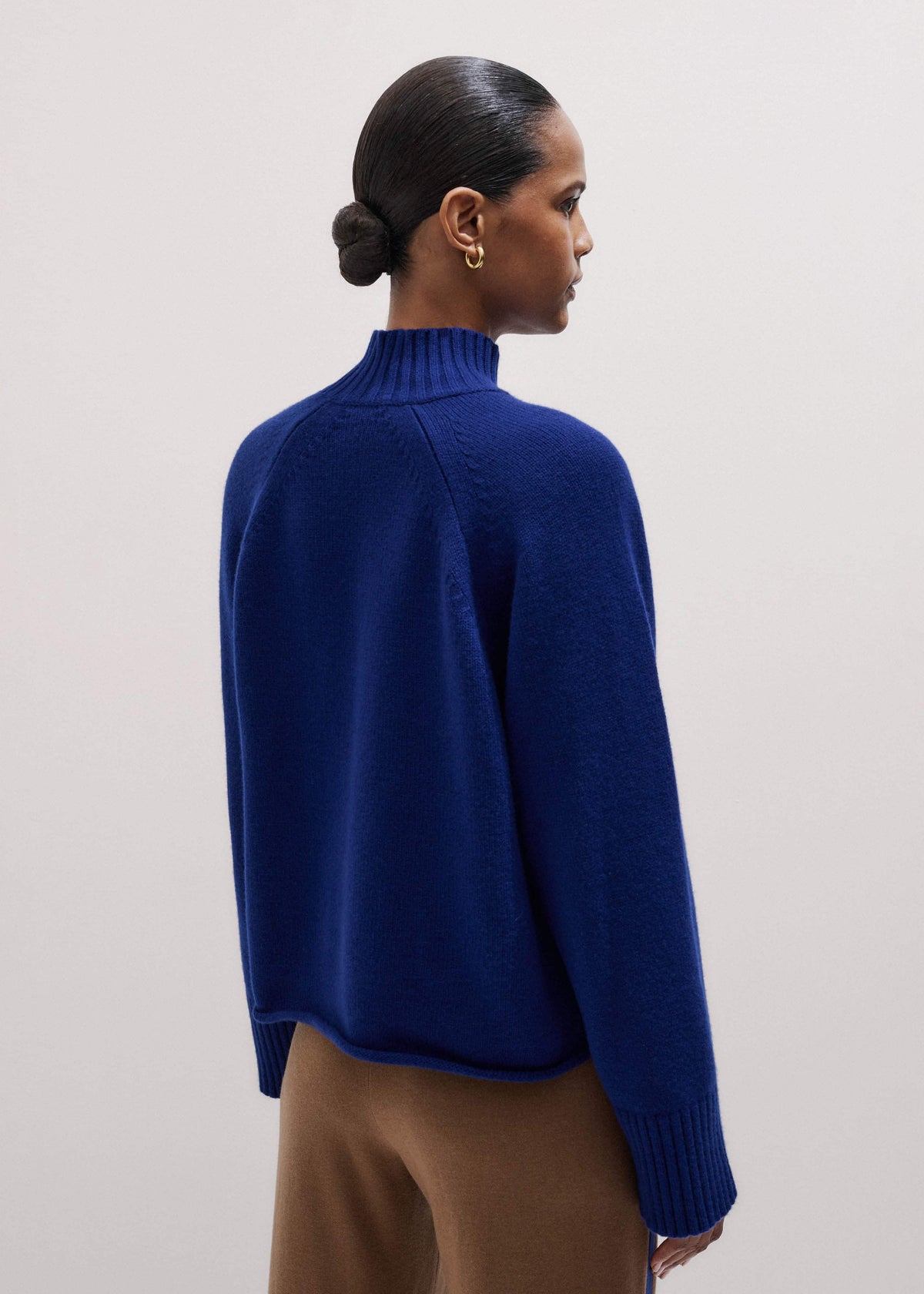 ME+EM Clothing Blue High Neck Relaxed Raglan Sweater