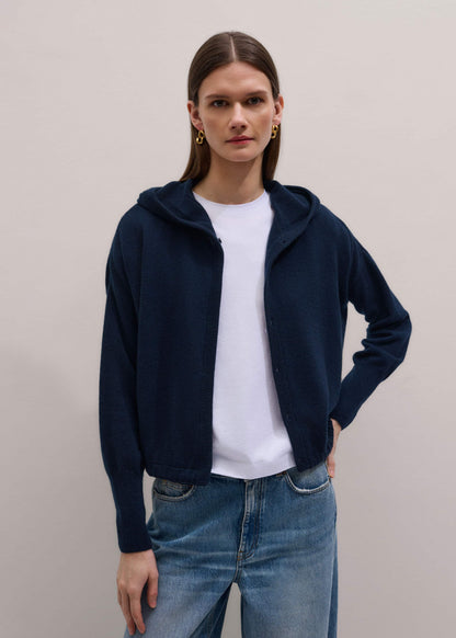 ME+EM Clothing Dark Navy Cashmere Drop Shoulder Box Crop Hoodie