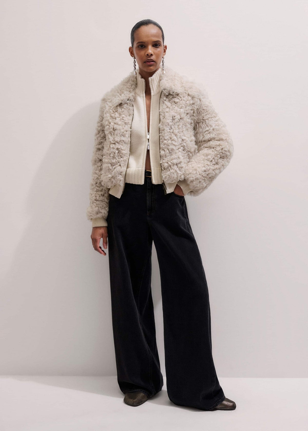 ME+EM Clothing Cream Two-Way Zip Jacket