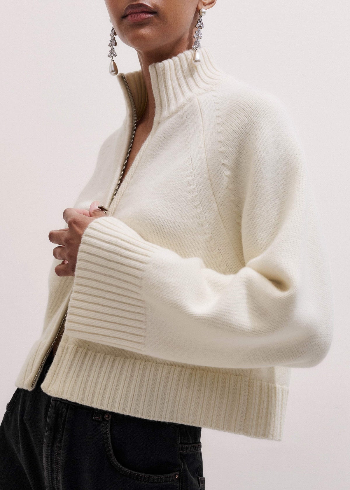 ME+EM Clothing Cream Two-Way Zip Jacket