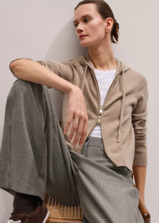 ME+EM Clothing Light Brown Cashmere Two-Way Zip Straight Hoodie