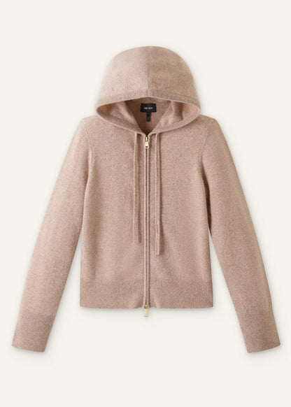ME+EM Clothing Light Brown Cashmere Two-Way Zip Straight Hoodie
