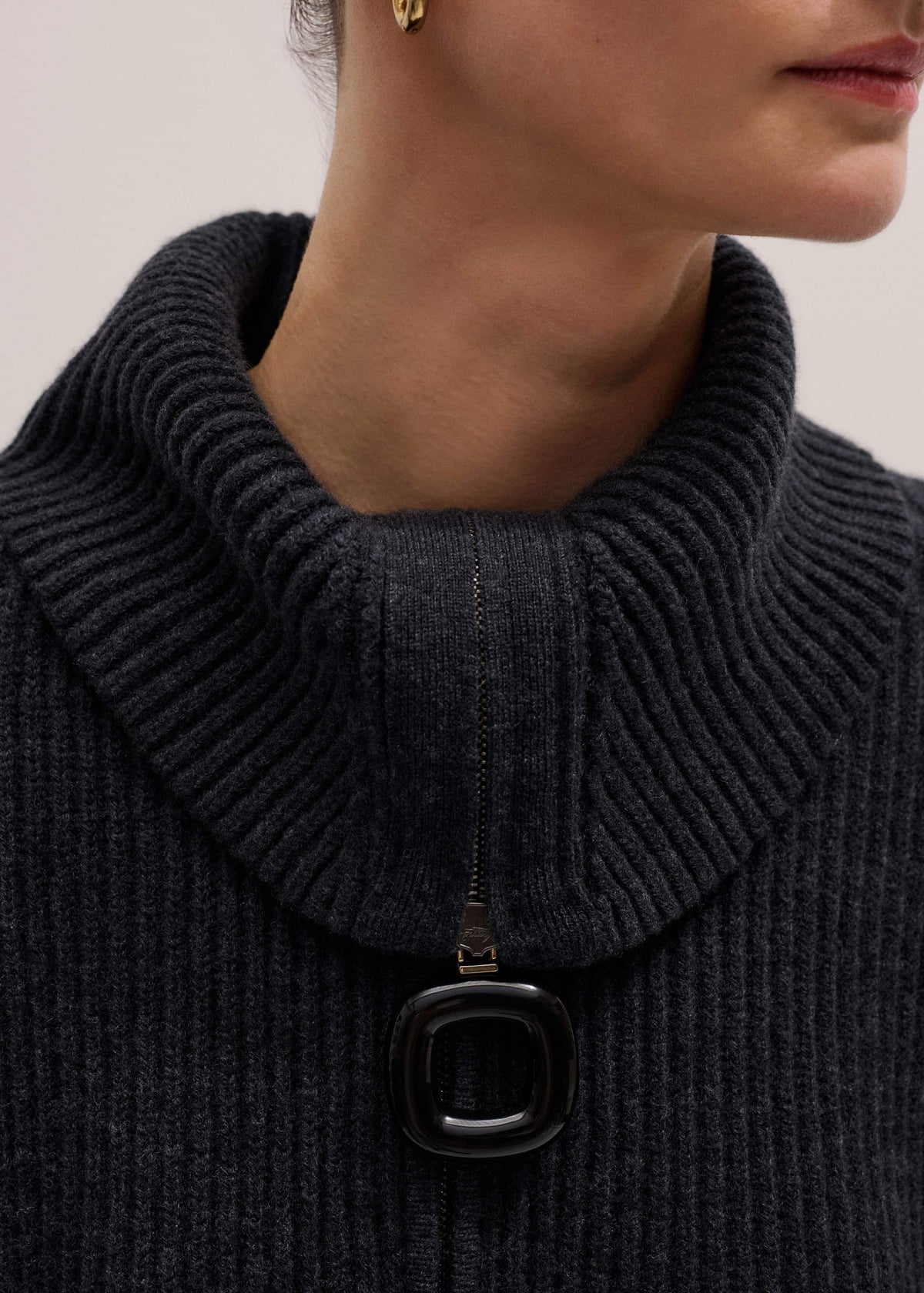 ME+EM Clothing Grey Relaxed Fly Neck Zip Jumper