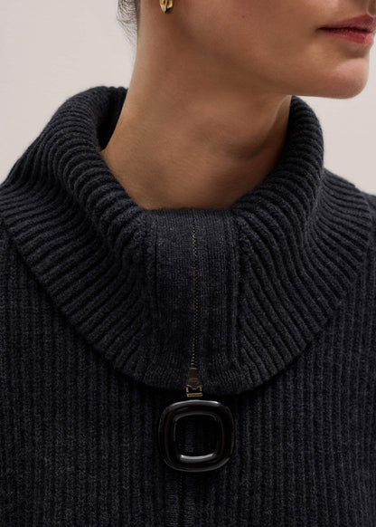 ME+EM Clothing Grey Relaxed Fly Neck Zip Jumper