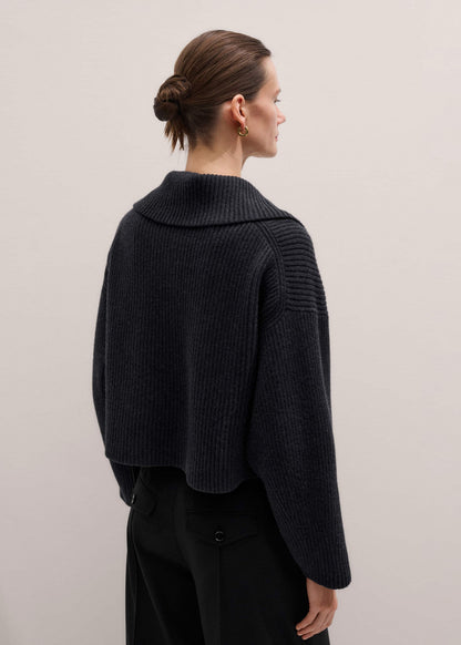 ME+EM Clothing Grey Relaxed Fly Neck Zip Jumper