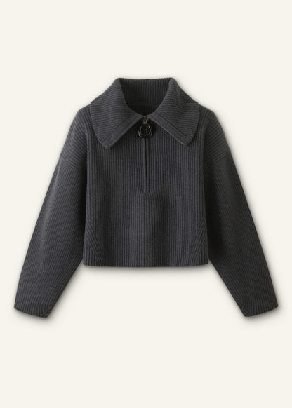 ME+EM Clothing Grey Relaxed Fly Neck Zip Jumper