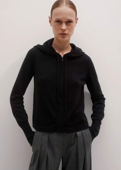 ME+EM Clothing Black Cashmere Relaxed Fit Box Zip Hoodie