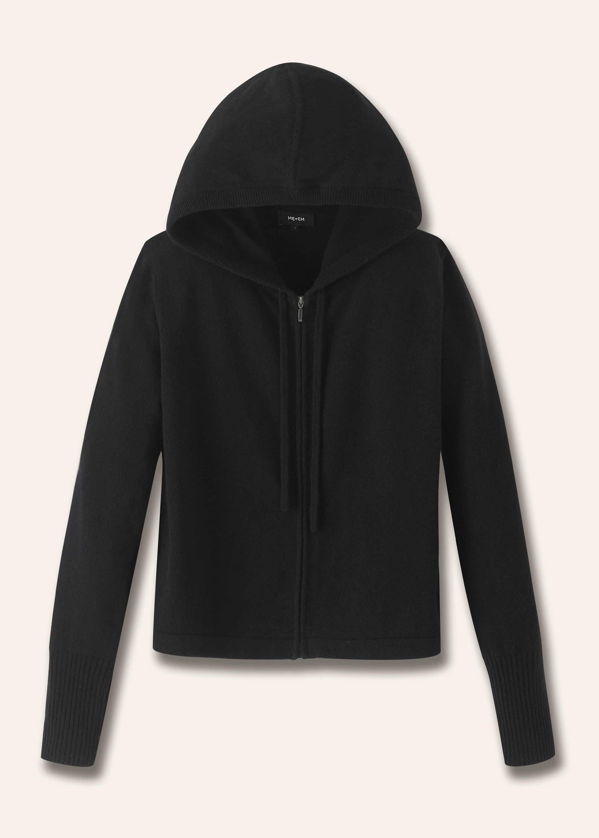 ME+EM Clothing Black Cashmere Relaxed Fit Box Zip Hoodie