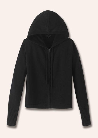 ME+EM Clothing Black Cashmere Relaxed Fit Box Zip Hoodie
