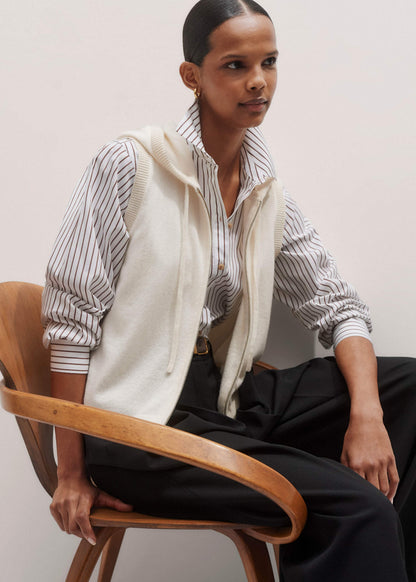 ME+EM Clothing Cream Icon Cashmere Sleeveless Blazer Hoody