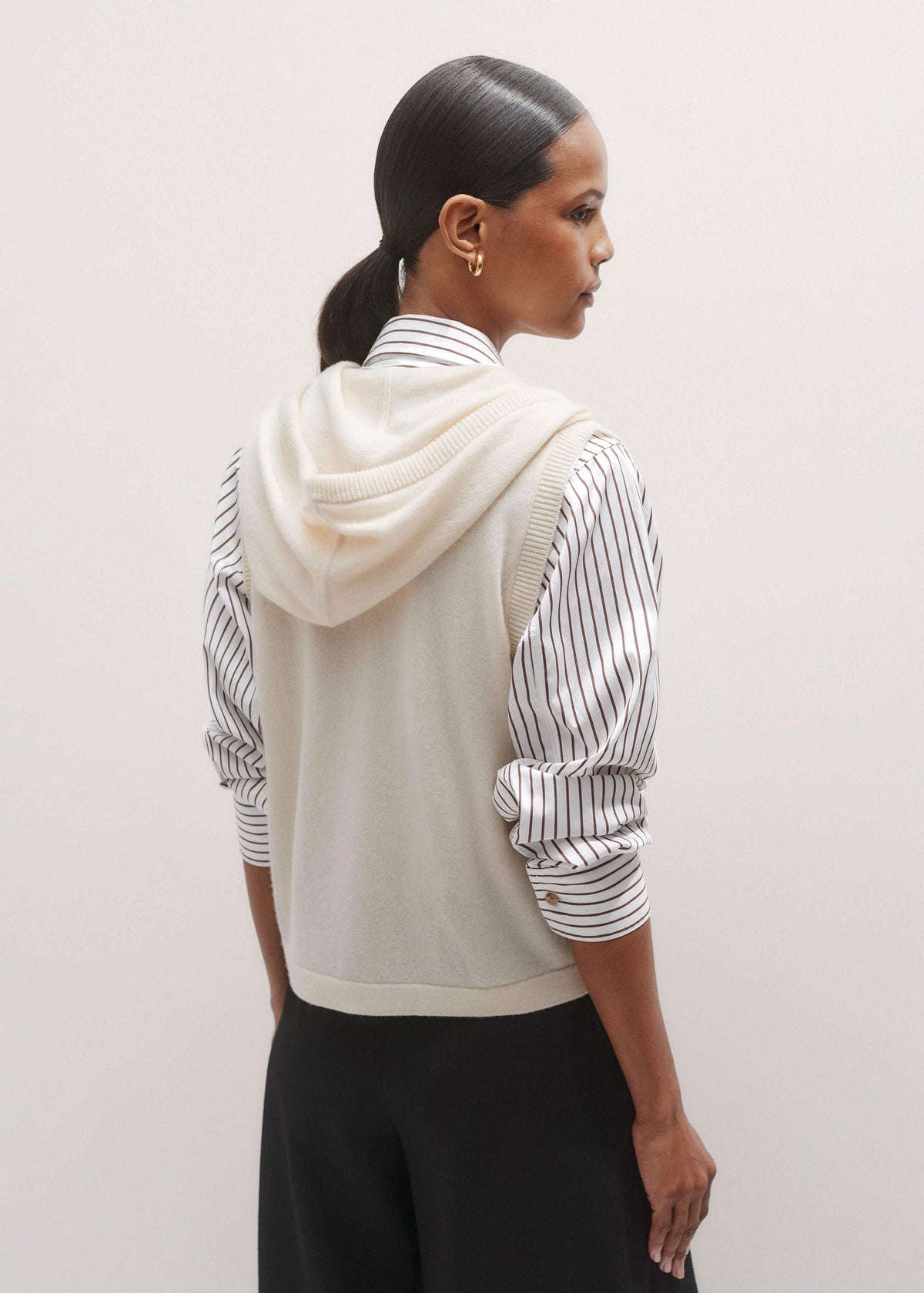 ME+EM Clothing Cream Icon Cashmere Sleeveless Blazer Hoody