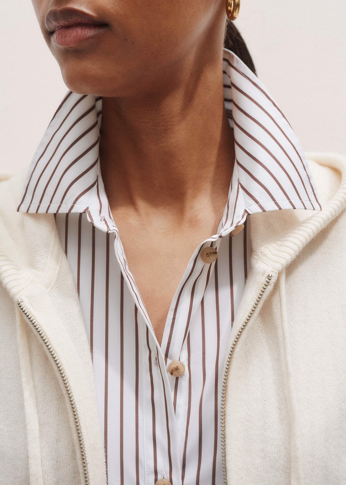 ME+EM Clothing Cream Icon Cashmere Sleeveless Blazer Hoody