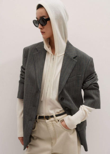 ME+EM Clothing Cream Cashmere Relaxed Fit Box Zip Hoody