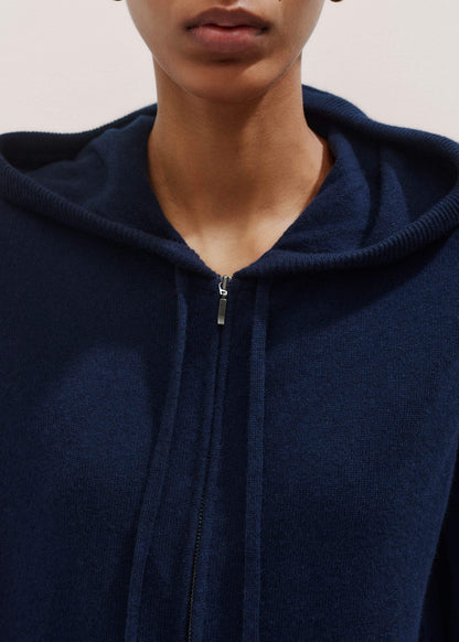 ME+EM Clothing Navy Cashmere Relaxed Fit Box Zip Hoodie