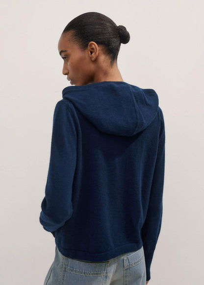 ME+EM Clothing Navy Cashmere Relaxed Fit Box Zip Hoodie