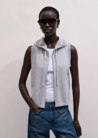 ME+EM Clothing Gray Cashmere Sleeveless Relaxed Zip Hoodie