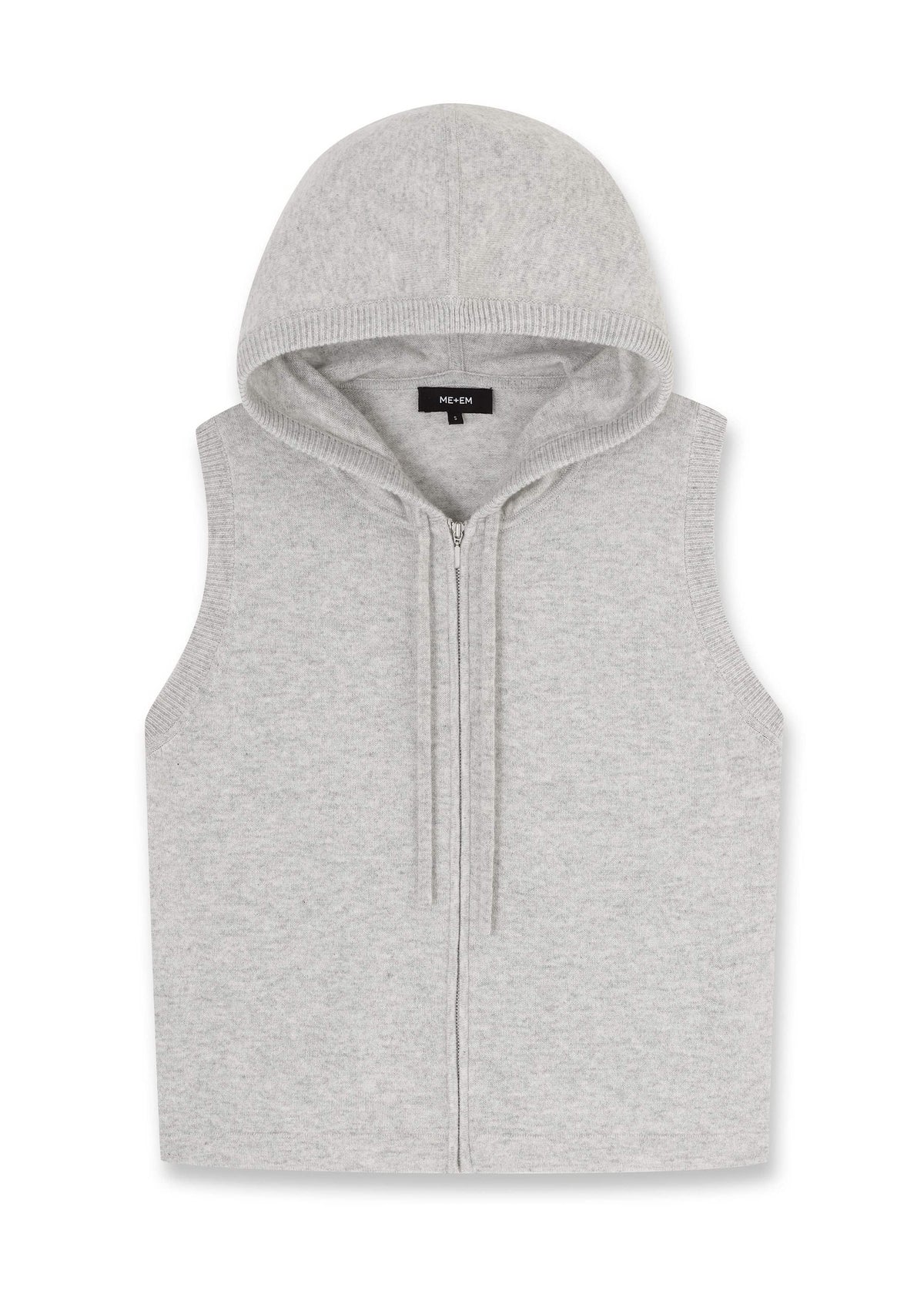 ME+EM Clothing Gray Cashmere Sleeveless Relaxed Zip Hoodie