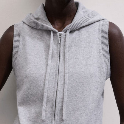 ME+EM Clothing Gray Cashmere Sleeveless Relaxed Zip Hoodie